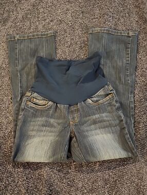Maternity Blue Denim Jeans with Stretch Panel
